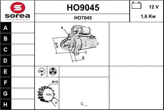 SNRA HO9045 - Starter www.molydon.hr