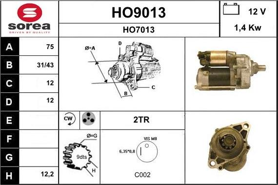 SNRA HO9013 - Starter www.molydon.hr