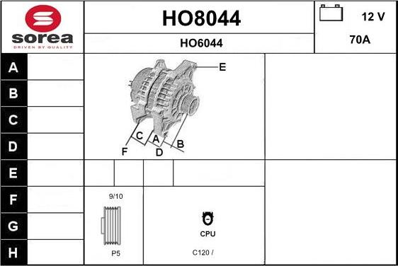 SNRA HO8044 - Alternator www.molydon.hr