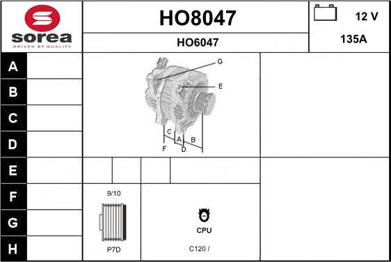 SNRA HO8047 - Alternator www.molydon.hr