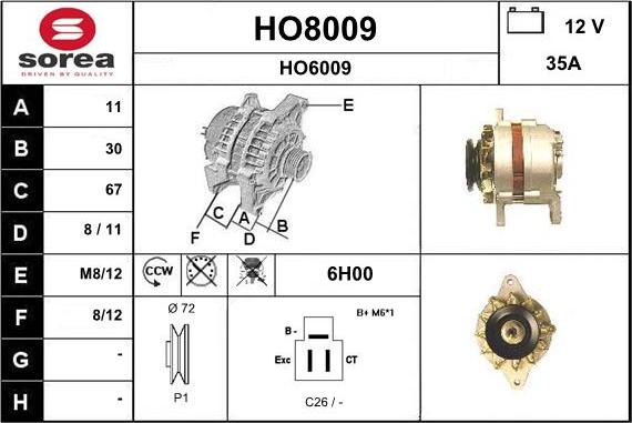 SNRA HO8009 - Alternator www.molydon.hr