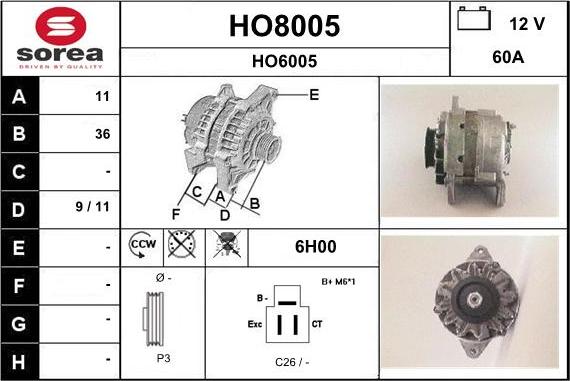 SNRA HO8005 - Alternator www.molydon.hr