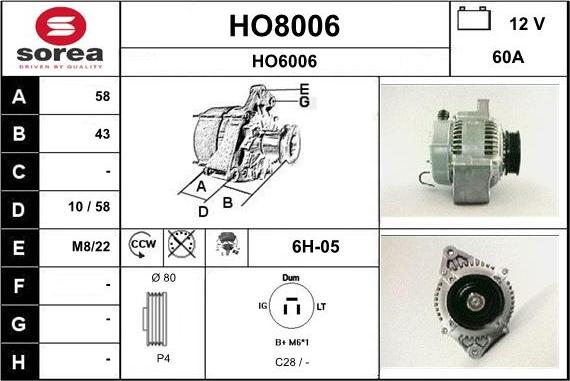 SNRA HO8006 - Alternator www.molydon.hr
