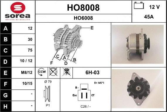 SNRA HO8008 - Alternator www.molydon.hr