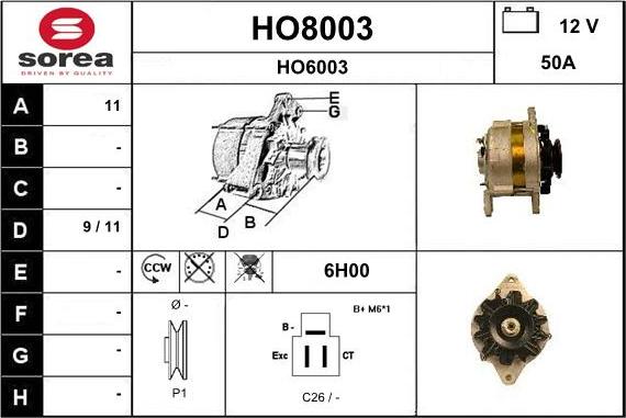 SNRA HO8003 - Alternator www.molydon.hr