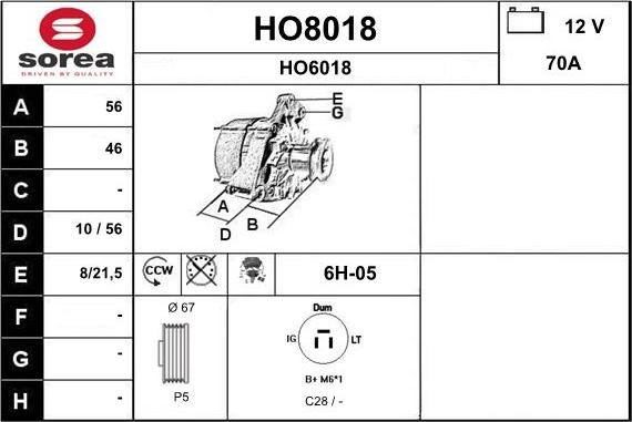 SNRA HO8018 - Alternator www.molydon.hr