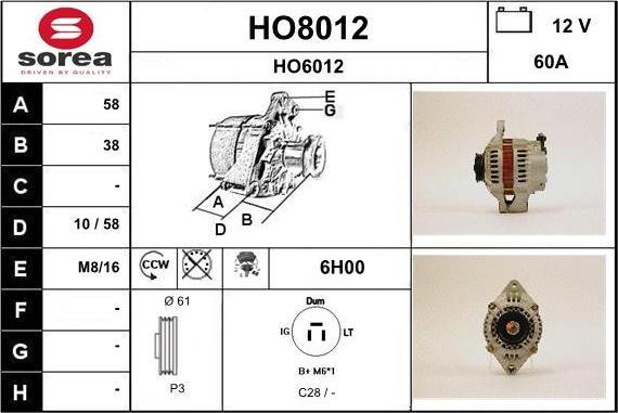 SNRA HO8012 - Alternator www.molydon.hr