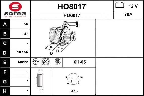 SNRA HO8017 - Alternator www.molydon.hr