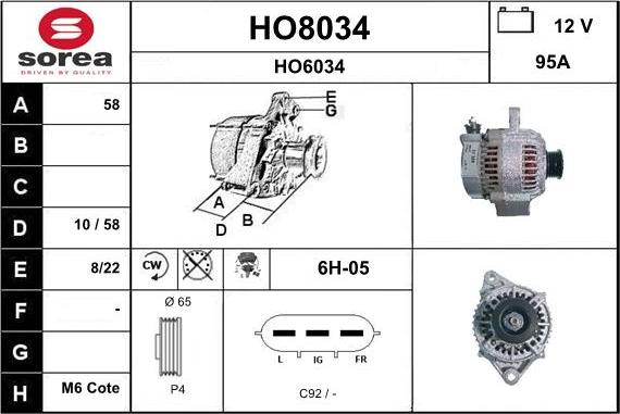 SNRA HO8034 - Alternator www.molydon.hr