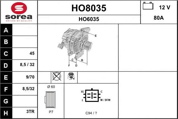 SNRA HO8035 - Alternator www.molydon.hr