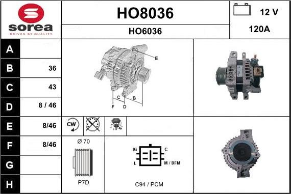 SNRA HO8036 - Alternator www.molydon.hr