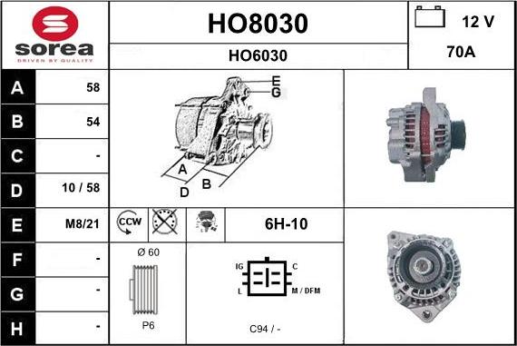 SNRA HO8030 - Alternator www.molydon.hr