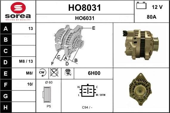 SNRA HO8031 - Alternator www.molydon.hr