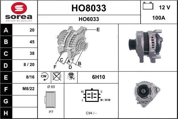 SNRA HO8033 - Alternator www.molydon.hr