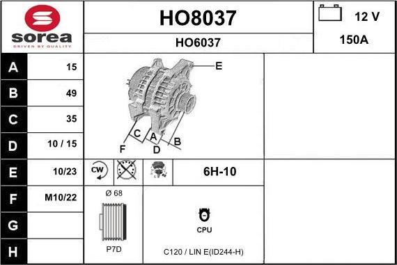 SNRA HO8037 - Alternator www.molydon.hr