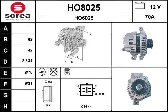 SNRA HO8025 - Alternator www.molydon.hr