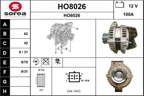 SNRA HO8026 - Alternator www.molydon.hr