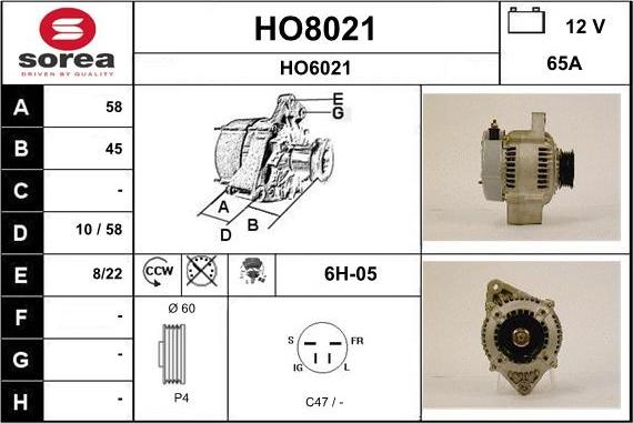 SNRA HO8021 - Alternator www.molydon.hr