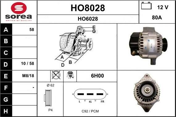 SNRA HO8028 - Alternator www.molydon.hr