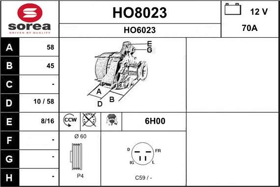 SNRA HO8023 - Alternator www.molydon.hr