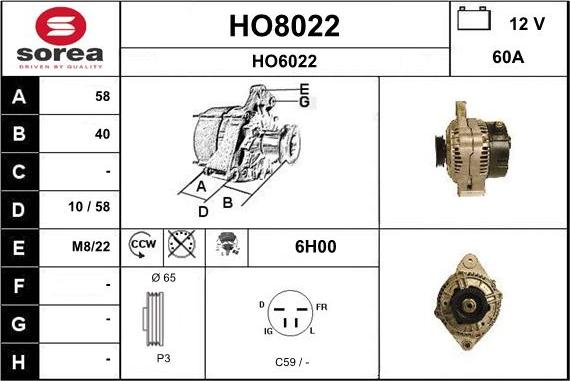 SNRA HO8022 - Alternator www.molydon.hr