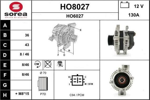 SNRA HO8027 - Alternator www.molydon.hr