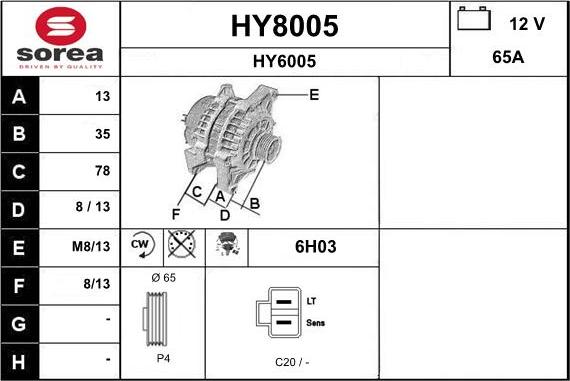 SNRA HY8005 - Alternator www.molydon.hr