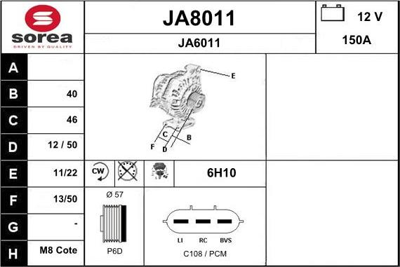 SNRA JA8011 - Alternator www.molydon.hr