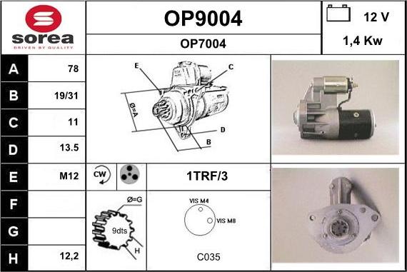 SNRA OP9004 - Starter www.molydon.hr