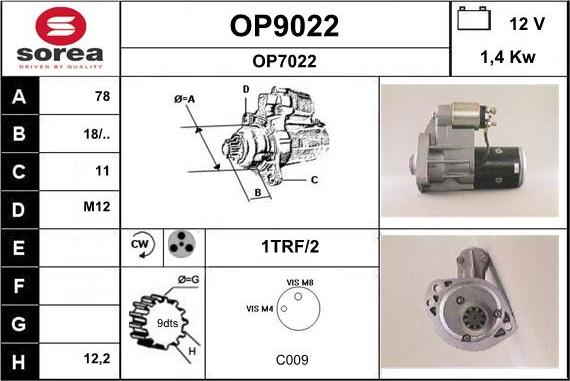 SNRA OP9022 - Starter www.molydon.hr