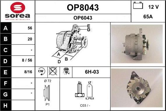 SNRA OP8043 - Alternator www.molydon.hr