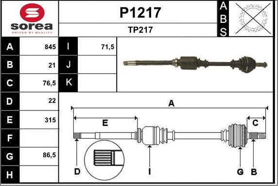 SNRA P1217 - Pogonska osovina www.molydon.hr