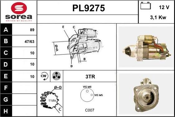 SNRA PL9275 - Starter www.molydon.hr