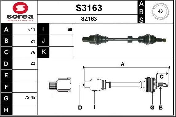 SNRA S3163 - Pogonska osovina www.molydon.hr