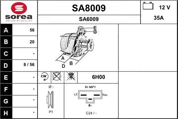 SNRA SA8009 - Alternator www.molydon.hr