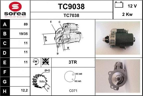 SNRA TC9038 - Starter www.molydon.hr