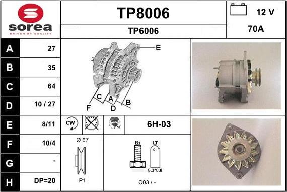 SNRA TP8006 - Alternator www.molydon.hr