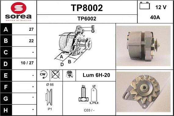 SNRA TP8002 - Alternator www.molydon.hr