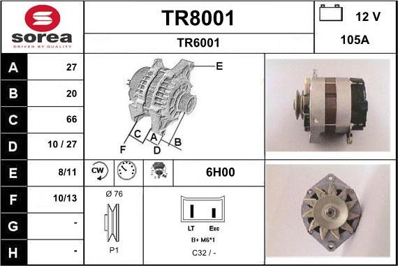 SNRA TR8001 - Alternator www.molydon.hr