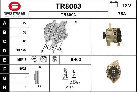 SNRA TR8003 - Alternator www.molydon.hr