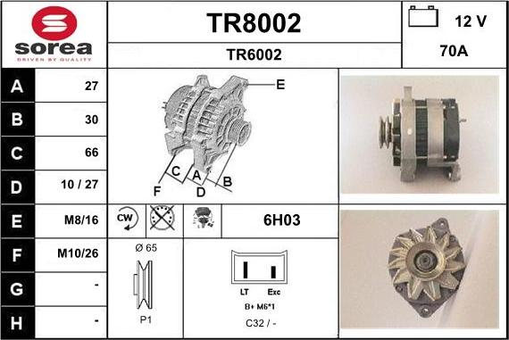 SNRA TR8002 - Alternator www.molydon.hr