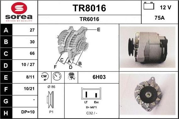 SNRA TR8016 - Alternator www.molydon.hr