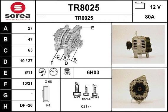 SNRA TR8025 - Alternator www.molydon.hr