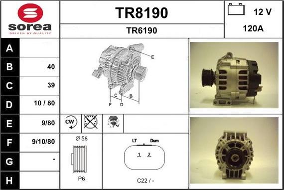 SNRA TR8190 - Alternator www.molydon.hr