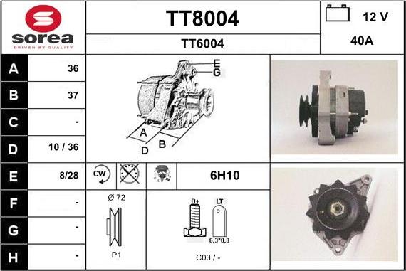 SNRA TT8004 - Alternator www.molydon.hr