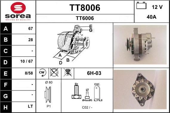 SNRA TT8006 - Alternator www.molydon.hr