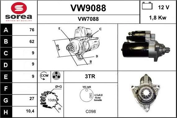 SNRA VW9088 - Starter www.molydon.hr