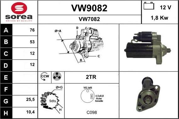 SNRA VW9082 - Starter www.molydon.hr