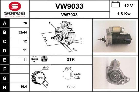 SNRA VW9033 - Starter www.molydon.hr