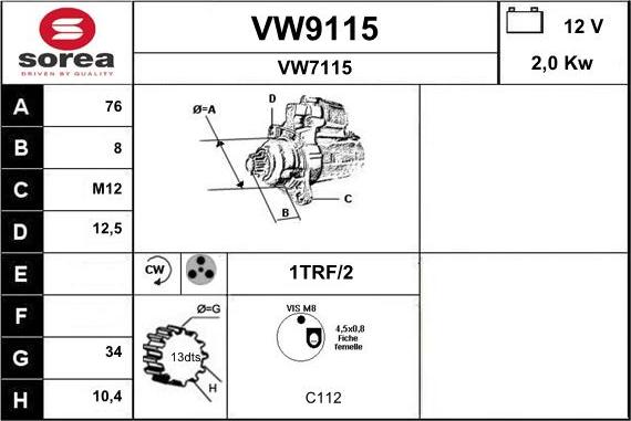 SNRA VW9115 - Starter www.molydon.hr